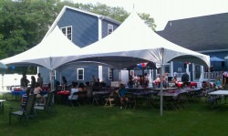 20x30 High Peak Tent Package With Round Tables & Garden Chairs